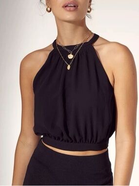 Wilfred Black Halter Crop Top Medium